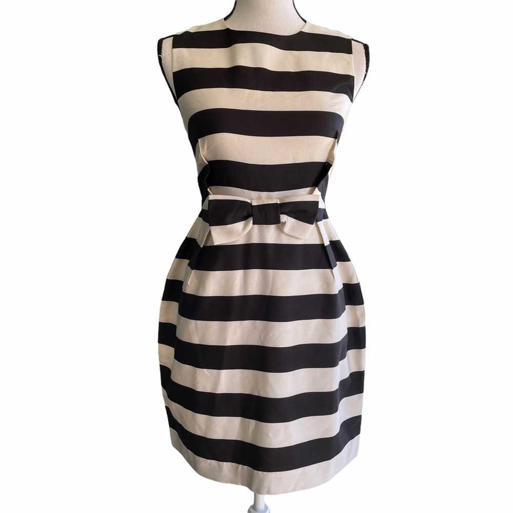 Black and cream striped silk dress. Size 36/4